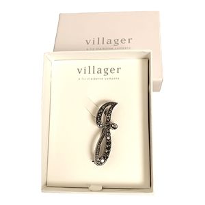 Vintage 90's script crystal brooch; initial "J". Villager by Liz Claiborne.